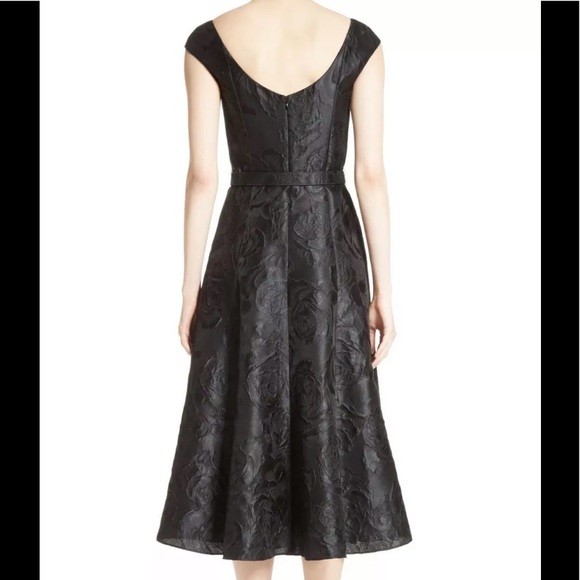 St. John Floral Jacquard Dress Sz 10 Midi Black - Picture 2 of 12